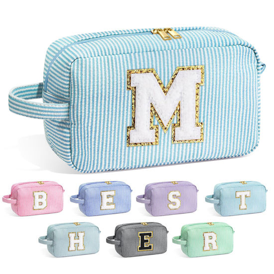 Picture of YOOLIFE Gifts for Teens Girls - Teen Girl Gifts, Gifts for Teen Girl, Year Old Girl Gifts, Teenage Girl Gifts, Personalized Birthday Gifts for Girl, Monogram Initial Makeup Bag Make Up Bag for Women M