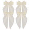 Picture of ATODEN Satin White Hair Accessories for Women: Large Oversized Bowknot Barrettes with Long Tail Hair Clips and Metal Clips - Aesthetic Wedding Hair Accessories