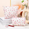 Picture of SOIDRAM 2 Pieces Makeup Bag Large Floral Cosmetic Bag White Capacity Canvas Travel Toiletry Bag Organizer Cute Makeup Brushes Aesthetic Accessories Storage Bag for Women