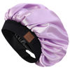 Picture of HAT HUT Satin Bonnet Silk Bonnet Sleep Cap for Women Hair Bonnet for Curly Natural Hair Sleeping Adjustable Wide Band Double Layer (LILAC)