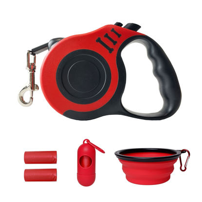Picture of LIEVUIKEN Retractable Dog Leash Automatic Telescopic Tractor Dog Tape, Pet Tape 10/16 FT Durable and Convenient, with Folding Bowl, Dispenser, Rubbish Bags, Suitable for Small and Medium Dogs
