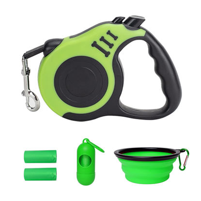 Picture of LIEVUIKEN Retractable Dog Leash Automatic Telescopic Tractor Dog Tape, Pet Tape 10/16 FT Durable and Convenient, with Folding Bowl, Dispenser, Rubbish Bags, Suitable for Small and Medium Dogs