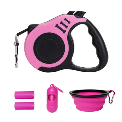 Picture of LIEVUIKEN Retractable Dog Leash Automatic Telescopic Tractor Dog Tape, Pet Tape 10/16 FT Durable and Convenient, with Folding Bowl, Dispenser, Rubbish Bags, Suitable for Small and Medium Dogs