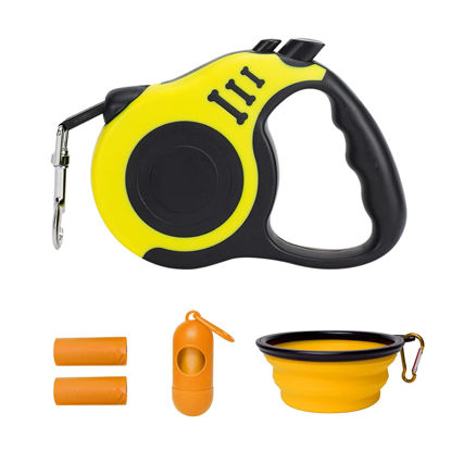 Picture of LIEVUIKEN Retractable Dog Leash Automatic Telescopic Tractor Dog Tape, Pet Tape 10/16 FT Durable and Convenient, with Folding Bowl, Dispenser, Rubbish Bags, Suitable for Small and Medium Dogs