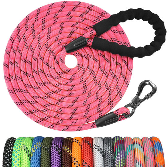 Picture of NTR 8FT Heavy Duty Dog Leash, Red Rope Dog Leash with Swivel Lockable Hook and Comfortable Padded Handle, Cat Puppy Leash Lead for Small Medium Large Dogs Training, Playing, Camping,or Backyard