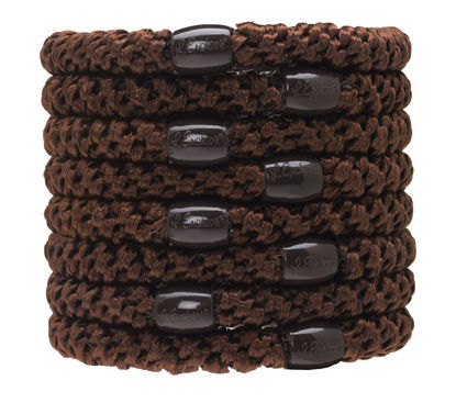 Picture of L. Erickson U.S.A. Hair Ties, Coffee Brown, 8 Count - Grab & Go Ponytail Holders - No Damage Hair Bands for Women - Hair Accessories