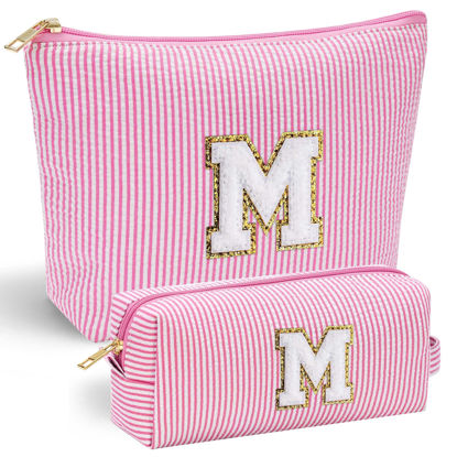 Picture of YOOLIFE Preppy Stuff Birthday Gifts for Women - Pink Preppy Makeup Bag Best Friend Birthday Gifts Teacher Gifts for Women Wedding Gifts Bridesmaid Gifts Daughter Teacher Wife Gifts Teen Girl Gifts M