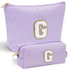 Picture of YOOLIFE Birthday Gifts for Women - Personalized Cute Purple Initial Cosmetic Makeup Pouch Make Up Toiletry Bag for Her Mom Teacher Friend Girlfriend Wife Valentine's Day Gifts 21st Birthday Gifts G
