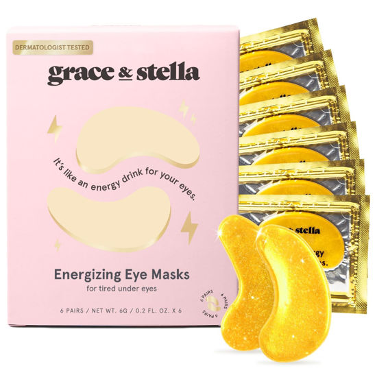 Picture of Grace & Stella Under Eye Mask (Gold, 6 Pairs) Dark Circles Under Eye Treatment, Puffy Eyes, Undereye Bags, Wrinkles - Bachelorette Party Favors, Women Gifts, Vegan, Cruelty-Free Eye Patches for Adults