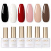 Picture of GAOY White Red Gel Nail Polish Set, 6 Colors Nude Black Pink Soak Off Gel Polish Kit for Salon and Nail Art DIY at Home