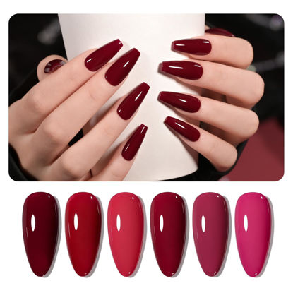 Picture of GAOY Berry Collection Gel Nail Polish, Hot Pink Burgundy Red Cherry Magenta Nails Gel Polish Kit for Salon Gel Manicure and Nail Art DIY at Home