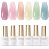 Picture of GAOY Pink Jelly Nude Gel Nail Polish Set, 6 Transparent Colors Sheer Blue Purple Gel Nail Kit for Salon and Nail Art DIY at Home