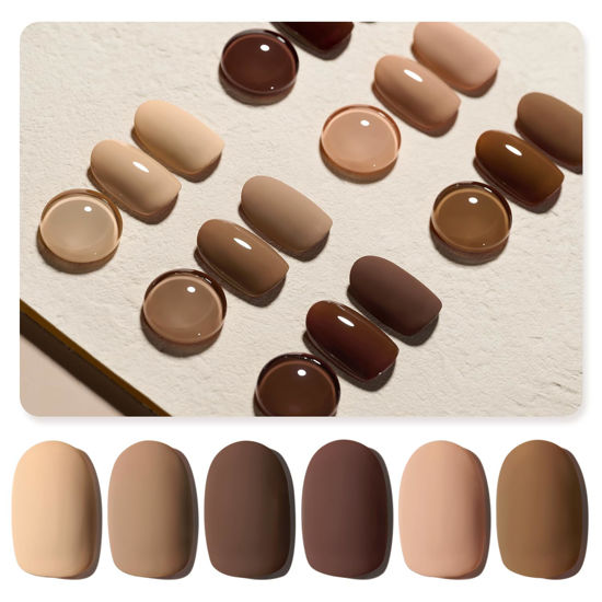 Picture of GAOY Gel Nail Polish, Brown Caramel Nude Red Gel Polish Kit for Salon Gel Manicure and Nail Art DIY at Home
