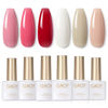 Picture of GAOY Red Pink Gel Nail Polish Set, 6 Colors Nude White Soak Off Gel Polish Kit for Salon and Nail Art DIY at Home