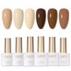 Picture of GAOY Brown Nude Gel Nail Polish Set, 6 Colors White Beige Fall Soak Off Gel Polish Kit for Salon and Nail Art DIY at Home