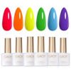 Picture of GAOY Neon Hot Pink Orange Gel Nail Polish Set, 6 Colors Bright Green Blue Purple Soak Off Gel Polish Kit for Salon and Nail Art DIY at Home