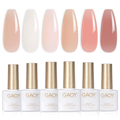 Picture of GAOY Milky Jelly Nude Gel Nail Polish Set, 6 Transparent Colors Sheer White Pink Gel Nail Kit for Salon and Nail Art DIY at Home