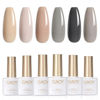 Picture of GAOY Nude Gray Brown Gel Nail Polish Set, 6 Colors Neutral White Dark Beige Soak Off Gel Polish Kit for Salon and Nail Art DIY at Home