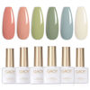 Picture of GAOY Nude Coral Green Gel Nail Polish Set, 6 Colors Milky White Blue Olive Soak Off Gel Polish Kit for Salon and Nail Art DIY at Home