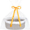 Picture of ABenkle Small Woven Basket, 12"x 8" x 5" Cute Small Basket, Rope Room Shelf Storage Basket, Cat Dog Toys Basket Chest Box, Empty Decorative Gift Basket with Gift Bag