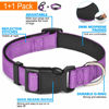 Picture of Ladoogo Reflective Dog Collar Padded with Soft Neoprene Breathable Adjustable Nylon Dog Collars for Small Medium Large Dogs (Medium (Pack of 1), Purple Collar+Leash)