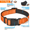 Picture of Ladoogo Reflective Dog Collar Padded with Soft Neoprene Breathable Adjustable Nylon Dog Collars for Small Medium Large Dogs (Medium (Pack of 1), Orange Collar+Leash)