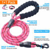 Picture of Ladoogo Reflective Dog Collar Padded with Soft Neoprene Breathable Adjustable Nylon Dog Collars for Small Medium Large Dogs (Large (Pack of 1), Pink Collar+Leash)