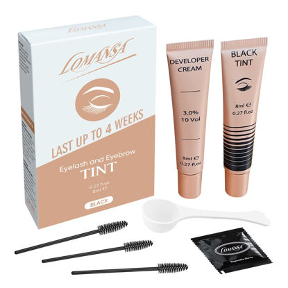 Picture of Lomansa Lash Tint Kit, Eyebrow Tint Black Instant Natural Results, Professional Eyelash Tint Kit Lasts Up to 4 Weeks for Salon Home Use