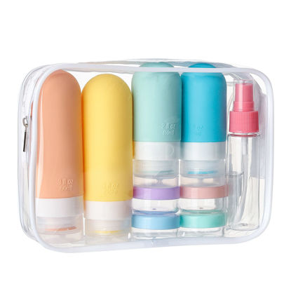Picture of Depoza 16 Pack Travel Bottles Set - TSA Approved Leak Proof Silicone Squeezable Containers for Toiletries, Conditioner, Shampoo, Lotion & Body Wash Accessories (16 pcs/White Pack)