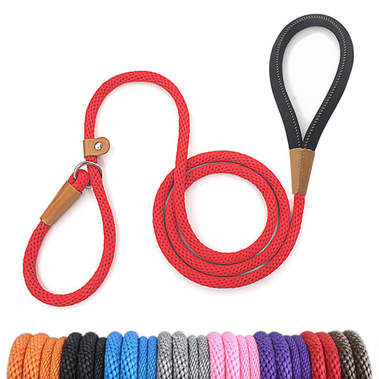 Picture of lynxking Dog Leash Slip Lead Snap Hook Rope Leash Strong Heavy Duty Braided Dog Training Leash No Pull Training Lead Leashes for Medium Large and Small Dogs
