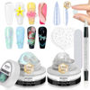 Picture of MIZHSE Solid Builder Gel for Nails - 2PCS 1oz Mermaid Pearl & Clear Hard Gel for Nails Kit with Nail Forms 3D Silicone Mold Soak-off U V 3D Nail Gel for Nail Extension for Nail Salon Home DIY Manicure