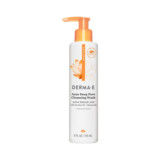 Picture of Derma E Acne Deep Pore Cleansing Wash - Blemish Control Facial Cleanser with Salicylic Acid - Gentle Oil Control Face Wash Soothes and Balances Skin, 6 fl oz