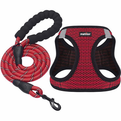 Picture of matilor Dog Harness Step-in Breathable Puppy Cat Dog Vest Harnesses for Small Medium Dogs Red