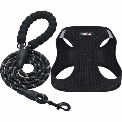 Picture of matilor Dog Harness Step-in Breathable Puppy Cat Dog Vest Harnesses for Small Medium Dogs Black