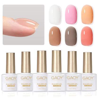 Picture of GAOY 6 Colors Builder Gel Set for Nails, Milky White Pink Nude Jelly Nail Strengthener, Soak Off Nail Extension Hard Gel, Vivid Nude, Base Coat Top Coat Needed