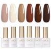 Picture of GAOY Nude Brown Fall Gel Nail Polish Set, 6 Colors White Beige Dark Tan Taupe Soak Off Gel Polish Kit for Salon and Nail Art DIY at Home