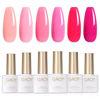 Picture of GAOY Hot Pink Gel Nail Polish Set, 6 Colors Neon Light Bright Baby Pink Soak Off Gel Polish Kit for Salon and Nail Art DIY at Home