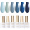 Picture of GAOY Blue Navy Gel Nail Polish Set, 6 Colors Nude Gray Baby Blue Soak Off Gel Polish Kit for Salon and Nail Art DIY at Home