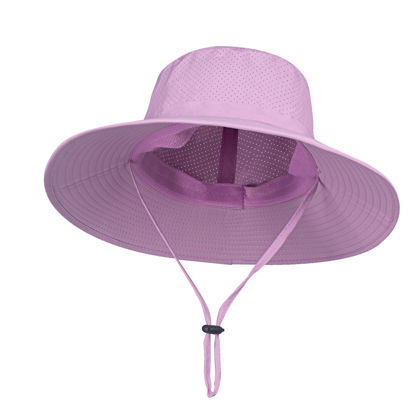 Picture of Rosoz Sun Hat for Men Women Cooling Boonie Hats Breathable Wide Brim Fishing Bucket Hat Beach Hat Safari Hiking Garden Summer UV Protection Purple