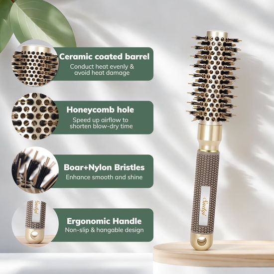 Sndyi Small Round Brush For Blow Out, Nano Thermal Ceramic Ionic Round Hair Brush