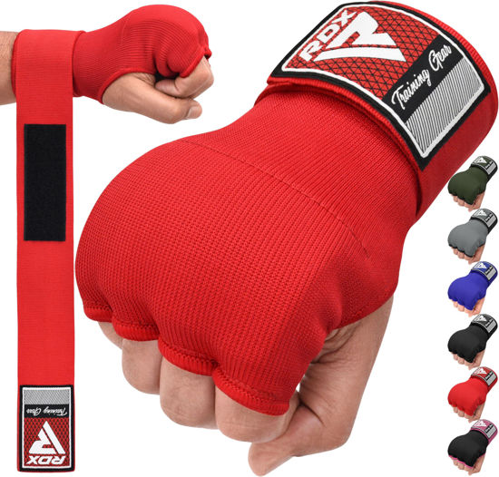 Picture of RDX Gel Boxing Hand Wraps Inner Gloves Men Women, Quick 75cm Long Wrist Straps, Elasticated Padded Fist Under Mitts Protection, Muay Thai MMA kickboxing Martial Arts Punching Training Bandages