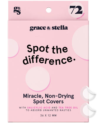 Picture of grace & stella Pimple Patches For Face (Round, 72 Count) - Hydrocolloid Acne Patches for Face - Dermatologist Tested, Vegan, Cruelty-Free Zit Patches for Face, Blemish Patches, Pimple Stickers