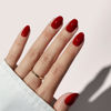 Picture of BTArtbox Press On Nails Short - Halloween Press on Nails Red Short Oval Nails Fall Fake Nail with Nail Glue, Fit Perfectly, Reusable Glue On Nails in 16 Sizes, Cardinal