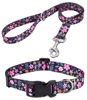 Picture of Mihqy Dog Collar and Leash Set with Bohemia Floral Tribal Geometric Patterns - Soft Ethnic Style Collar Adjustable for Small Medium Large Dogs(Floral Set,M)