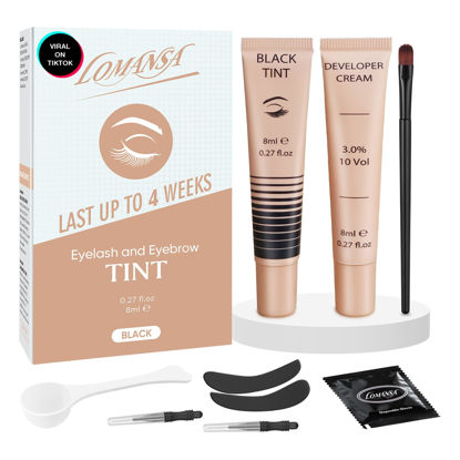 Picture of Lash Color Kit, Lomansa Black Color Kit for Eyelash and Brow, Eyelash & Eyebrow Color Set, Lasts Up to 4 Weeks, Easy to Use at Home Salon