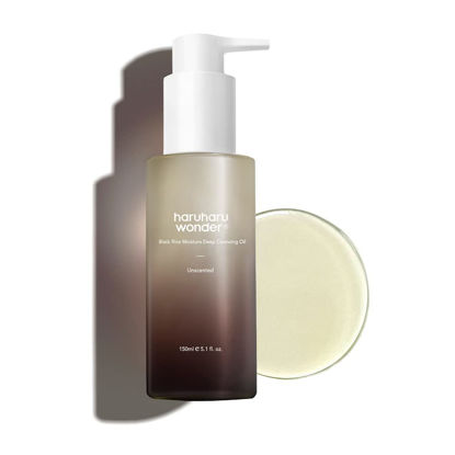 Picture of HARUHARU Wonder Black Rice Moisture Cleansing Oil 5.1 fl.oz / 150ml | Korean Facial Cleanser, Makeup Remover | Vegan, Cruelty Free | Jojoba Seed Oil, Macadamia Seed Oil