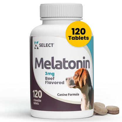 Picture of K9 Select Melatonin for Dogs, 3 mg - 120 Beef Flavored Chewable Tablets - Dog Melatonin for Smaller Breeds - Gentle Well-Being Enhancer - Healthy, Tasty Dog Treats That Promote Overall Health