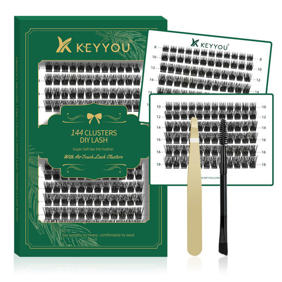 Picture of Lash Clusters 144pcs Individual Lashes D Curl 8-18mm Eyelash Clusters KEYYOU Air Touch Cluster Lashes Super Lightweight Soft Wispy Comfortable Easy DIY at Home(Air04-D-8-18mix)