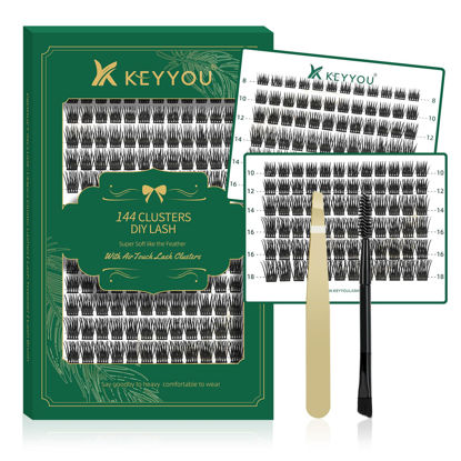 Picture of Lash Clusters 144pcs Individual Lashes D Curl 8-18mm Eyelash Clusters KEYYOU Air Touch Cluster Lashes Super Lightweight Soft Wispy Comfortable Easy DIY at Home(Air03-D-8-18mm)
