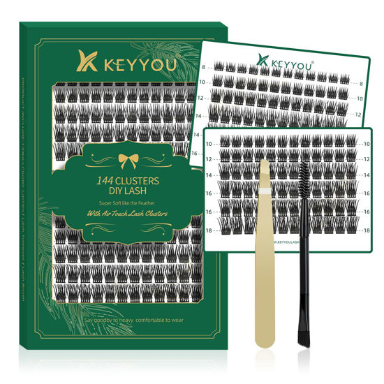 Picture of Lash Clusters 144pcs Individual Lashes D Curl 8-18mm Eyelash Clusters KEYYOU Air Touch Cluster Lashes Super Lightweight Soft Wispy Comfortable Easy DIY at Home(Air03-D-8-18mm)